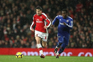 Arsenal v Chelsea 2009-10 Gallery: Cesc Fabregas (Arsenal) Michael Essien (Chelsea). Arsenal 0: 3 Chelsea, Barclays Premier League