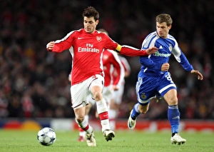 Images Dated 25th November 2008: Cesc Fabregas (Arsenal) Olexandr Aliyev (Kiev)