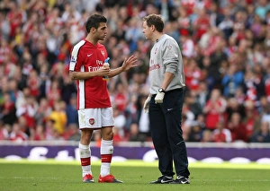Arsenal V Blackburn Rovers 2009-10 Prints: Cesc Fabregas with Arsenal physio Colin Lewin