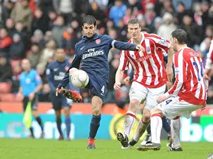 Cesc Fabregas (Arsenal) Robert Huth and Rory Delap (Stoke). Stoke City 3: 1 Arsenal