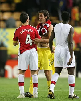 Images Dated 7th April 2009: Cesc Fabregas (Arsenal) Robert Pires (Villarreal)