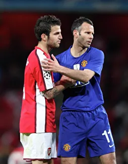 Cesc Fabregas (Arsenal) Ryan Giggs (Man Utd) at the end of the match