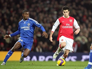 Arsenal v Chelsea 2007-8 Collection: Cesc Fabregas (Arsenal) Salomon Kalou (Chelsea)
