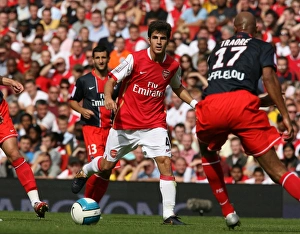 Arsenal V Paris Saint Germain 2007-08 Prints: Cesc Fabregas (Arsenal) Sammy Traore (PSG)
