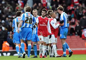 Arsenal V Huddersfield Town - FA Cup Prints: Cesc Fabregas (Arsenal) shakes hands with Kevin Kilbane (Huddersfield) after the match
