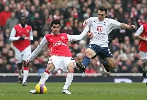 Arsenal v Tottenham 2007-8 Collection: Cesc Fabregas (Arsenal) Steed Malbranque (Spurs)
