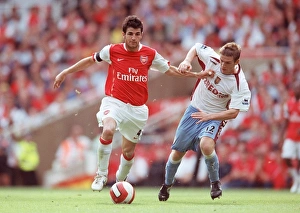 Arsenal v Aston Villa 2006-7 Collection: Cesc Fabregas (Arsenal) Steven Davis (Villa)