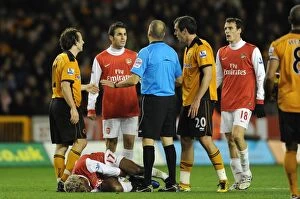 Images Dated 10th November 2010: Cesc Fabregas (Arsenal) talks to referee Mark Halsey. Wolverhampton Wanderers 0: 2 Arsenal