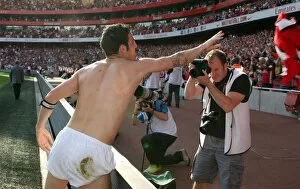 Arsenal v Stoke City 2008-09 Collection: Cesc Fabregas (Arsenal) throws his shrt to the fans after the match