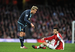 Arsenal v West Ham United 2009-10 Collection: Cesc Fabregas (Arsenal) Valon Behrami (West Ham). Arsenal 2: 0 West Ham United