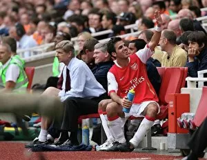 Arsenal v Derby County 2007-08 Collection: Cesc Fabregas (Arsenal) waves at the fans after being substituted