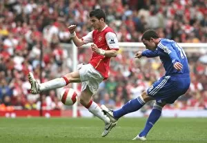 Arsenal v Chelsea 2006-07 Collection: Cesc Fabregas (Arsenal) Wayne Bridge (Chelsea)