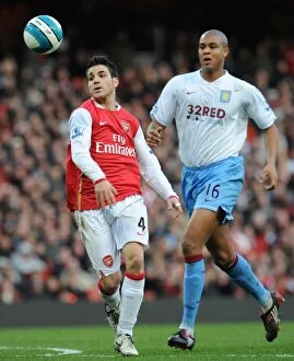 Arsenal v Aston Villa 2007-08 Collection: Cesc Fabregas (Arsenal) Zat Knight (Aston Villa)
