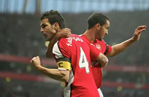 Cesc Fabregas celebrates the 1st Arsenal goal with