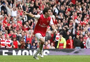 Arsenal v Manchester United 2007-8 Gallery: Cesc Fabregas celebrates scoring the 1st Arsenal goal