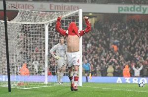 Arsenal v West Ham United 2009-10 Collection: Cesc Fabregas celebrates scoring the 2nd Arsenal goal. Arsenal 2: 0 West Ham United