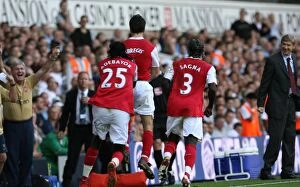 Tottenham v Arsenal 2007-8 Collection: Cesc Fabregas celebrates scoring the 2nd Arsenal goal with Emmanuel Adebayor
