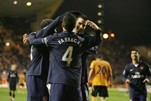 Wolverhampton Wanderers v Arsenal 2009-10 Collection: Cesc Fabregas celebrates scoring the 3rd Arsenal goal