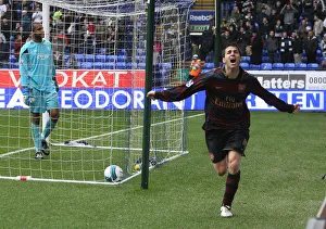 Images Dated 31st March 2008: Cesc Fabregas celebrates scoring the 3rd Arsenal goal