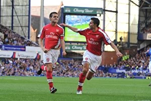 Images Dated 15th August 2009: Cesc Fabregas celebrates scoring the 4th Arsenal goal