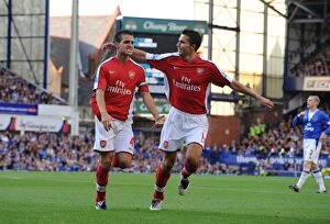 Everton v Arsenal 2009-10 Collection: Cesc Fabregas celebrates scoring the 4th Arsenal goal