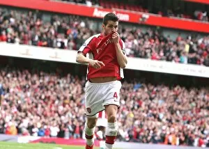 Images Dated 4th October 2009: Cesc Fabregas celebrates scoring the 4th Arsenal goal