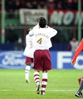 AC Milan v Arsenal 2007-8 Collection: Cesc Fabregas celebrates scoring Arsenals 1st goal