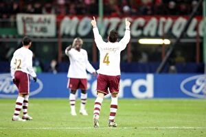 AC Milan v Arsenal 2007-8 Collection: Cesc Fabregas celebrates scoring Arsenals 1st goal