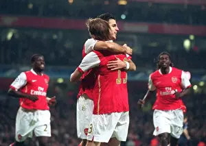 Cesc Fabregas celebrates scoring Arsenals 1st goal with Alex Hleb