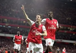 Images Dated 17th April 2007: Cesc Fabregas celebrates scoring Arsenals 2nd goal and Emmanuel Adebayor