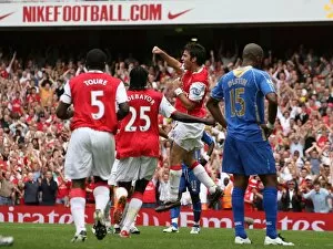 Images Dated 2nd September 2007: Cesc Fabregas celebrates scoring Arsenals 2nd goal