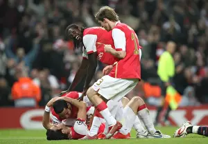 Cesc Fabregas celebrates scoring Arsenals 6th goal