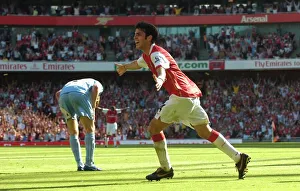 Arsenal v Manchester City 2007-08 Collection: Cesc Fabregas celebrates scoring Arsenals goal