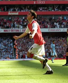 Arsenal v Manchester City 2007-08 Collection: Cesc Fabregas celebrates scoring Arsenals goal