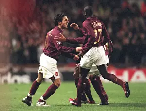Classic Match Prints: Cesc Fabregas and Emmanuel Eboue Celebrate Arsenal's First Goal Against Juventus in the UEFA Champions League