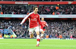 Arsenal V Aston Villa 2009-10 Prints: Cesc Fabregas Euphoric Moment: Arsenal's First Goal Against Aston Villa (3:0)