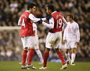 Tottenham v Arsenal Carling Cup Collection: Cesc Fabregas and Gilberto (Arsenal)
