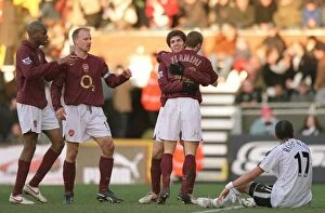 Fulham v Arsenal 2005-6 Collection: Cesc Fabregas and Mathieu Flamini Celebrate Arsenal's Second Goal vs