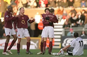 Cesc Fabregas and Mathieu Flamini Celebrate Arsenal's Second Goal vs. Fulham (4-0), FA Premiership, 2006