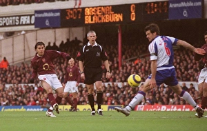 Arsenal v Blackburn Rovers 2005-6 Collection: Cesc Fabregas scores Arsenals 1st goal past Ryan Nelsen (Blackburn)