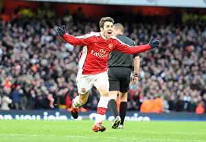 Arsenal V Aston Villa 2009-10 Prints: Cesc Fabregas Scores First Arsenal Goal in 3:0 Victory over Aston Villa