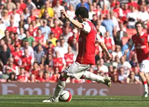 Arsenal V Bolton 2006-7 Prints: Cesc Fabregas shoots past Bolton goalkeeper Jussi Jskelainen to score the 2nd Arsenal goal