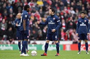 Stoke City v Arsenal - FA Cup 2009-10 Gallery: Cesc Fabregas talks to Jay Emmanuel-Thomas (Arsenal) just before the kick off