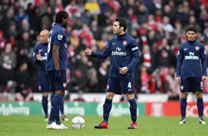 Cesc Fabregas talks to Jay Emmanuel-Thomas (Arsenal) just before the kick off