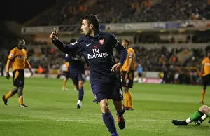 Wolverhampton Wanderers V Arsenal 2009-10 Prints: Cesc Fabregas Triumph: Arsenal's 4-1 Victory Over Wolves in Premier League
