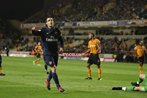 Wolverhampton Wanderers V Arsenal 2009-10 Prints: Cesc Fabregas Triumphant Goal: Arsenal Crushes Wolves 4-1 in Premier League