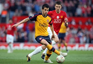 Manchester United V Arsenal 2008-09 Champions League 1-2 1st Leg Prints: Cesc Fabregas vs Michael Carrick: A Battle in the Manchester United vs Arsenal Semi-Final