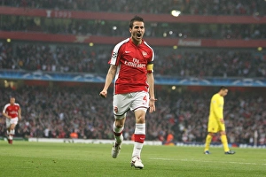 Cesc Fabregas's Euphoric Celebration: Arsenal's 3-0 Goal by Theo Walcott in the UEFA Champions League Quarterfinals