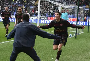 Bolton Wanderers V Arsenal 2007-8 Prints: Cesc Fabregas's Triumphant Goal Celebration with Emmanuel Eboue: Arsenal's 3-2 Victory over Bolton Wanderers