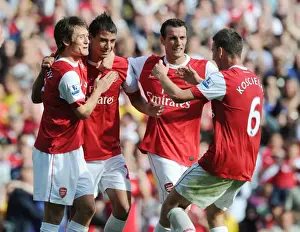 Arsenal V Bolton Wanderers 2010-11 Prints: Chamakh and Rosicky: Arsenal's Unstoppable Duo Celebrate Goals Against Blackburn Rovers
